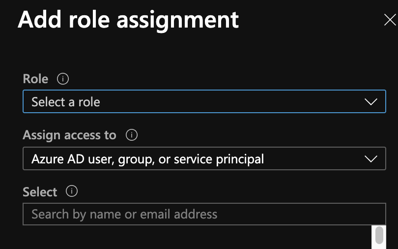 Add Role Assignment panel